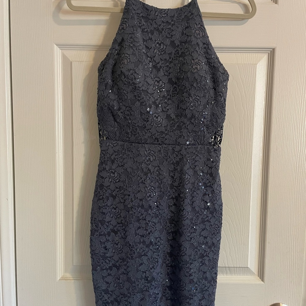 by & by Charcoal Lace Midi Dress